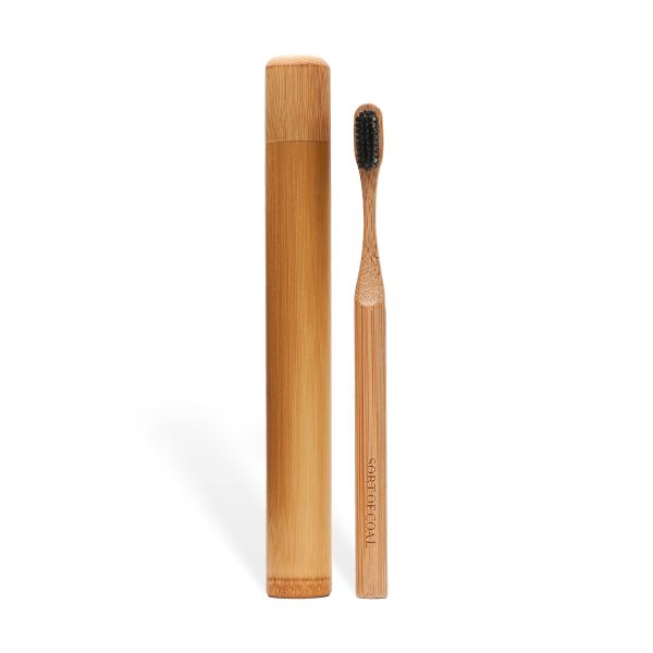 Charcoal Toothbrush With Bamboo Case