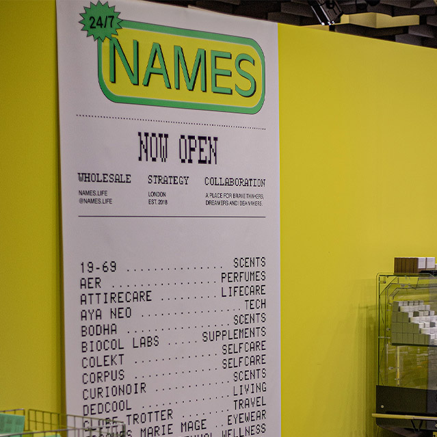 NAMES 24/7: Receipt with NAMES brand list 
